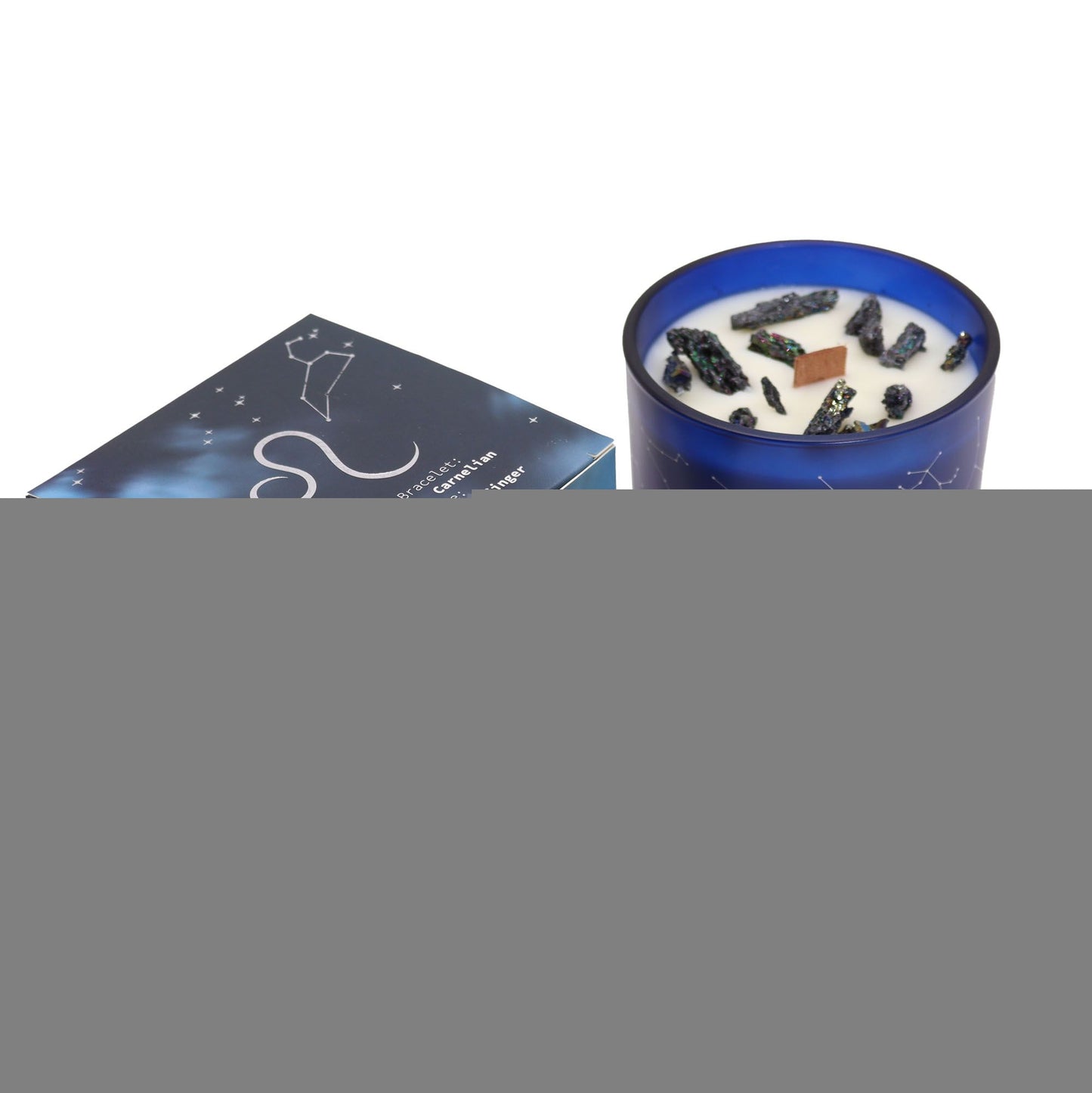 Zodiac Crystal Candle with Gemstone Bracelet - Leo
